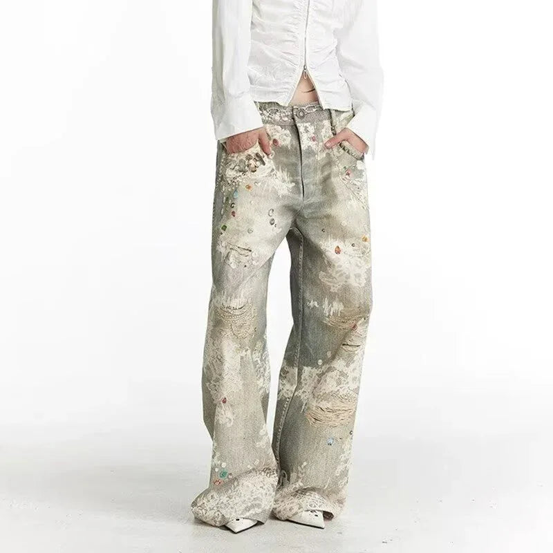 Street Fashion Niche Ripped Straight-leg Pants For Men - Gizmo Galaxy