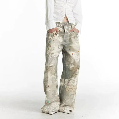 Street Fashion Niche Ripped Straight-leg Pants For Men - Gizmo Galaxy