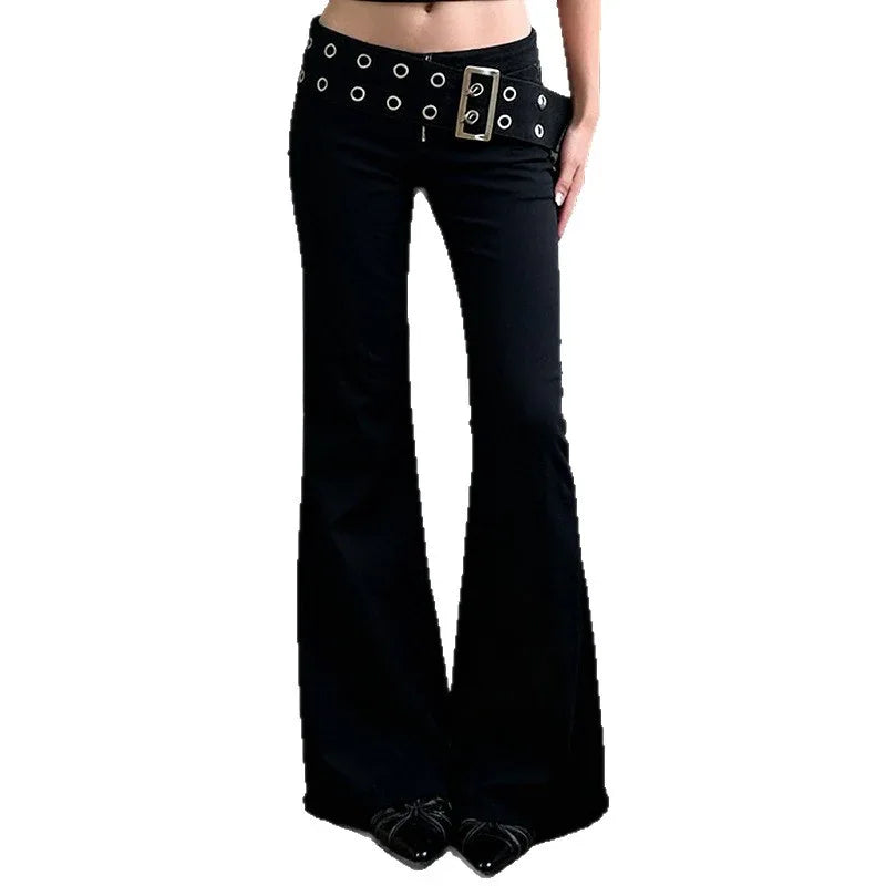 Women's Casual Slim-fit Low-rise Figure-flattering Flared Pants - Gizmo Galaxy