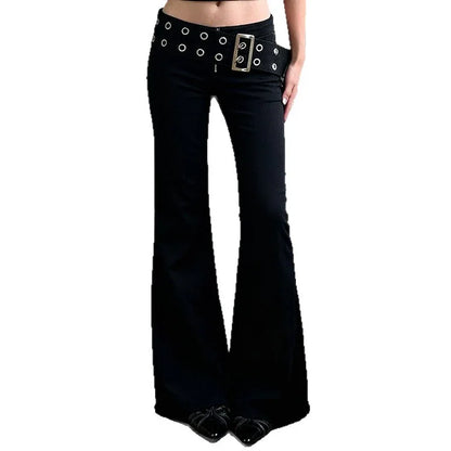 Women's Casual Slim-fit Low-rise Figure-flattering Flared Pants - Gizmo Galaxy