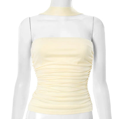 Women's Halter Ribbon Tube Top Vest - Gizmo Galaxy