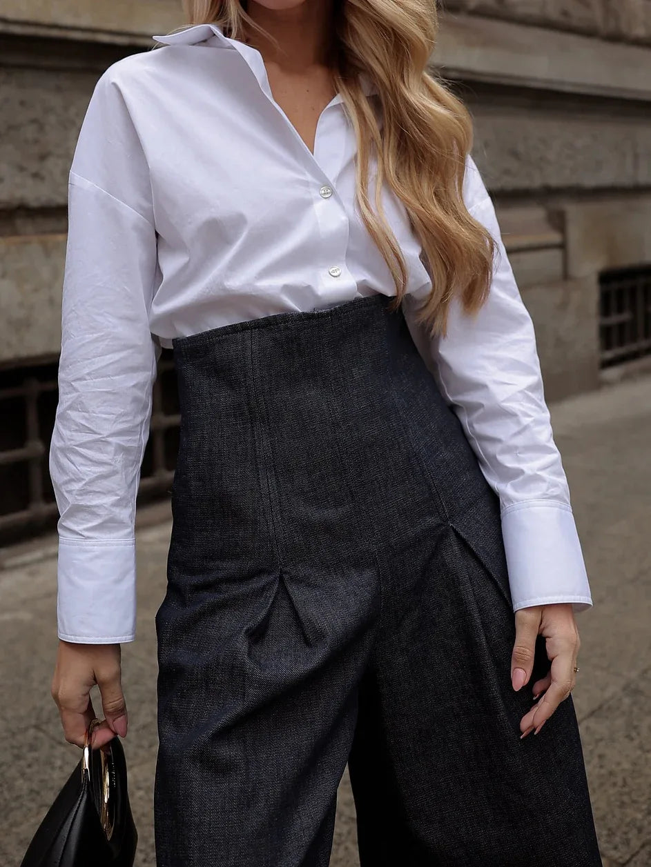 Elegant High-waist Wide-leg Jeans - Gizmo Galaxy