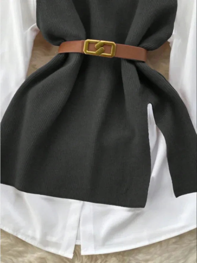 Women Vintage Apricot Split Hem Rib Knit Vest - Gizmo Galaxy