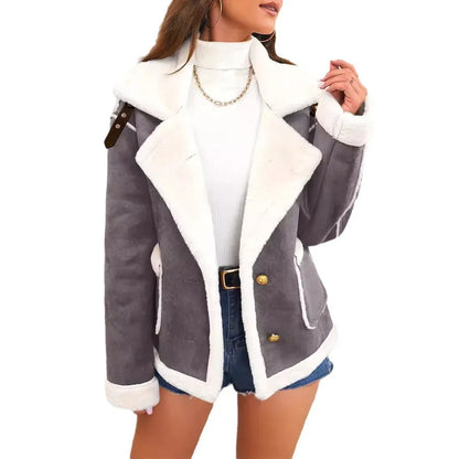 Fashion Polo Collar Plush Jacket Winter Warm Casual Jacket - Gizmo Galaxy