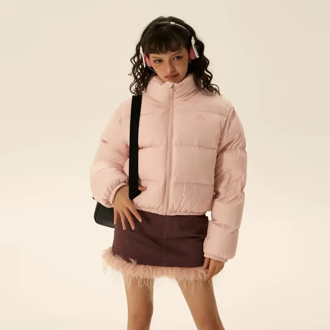 Casual Simple Black Women's Short Down Jacket - Gizmo Galaxy