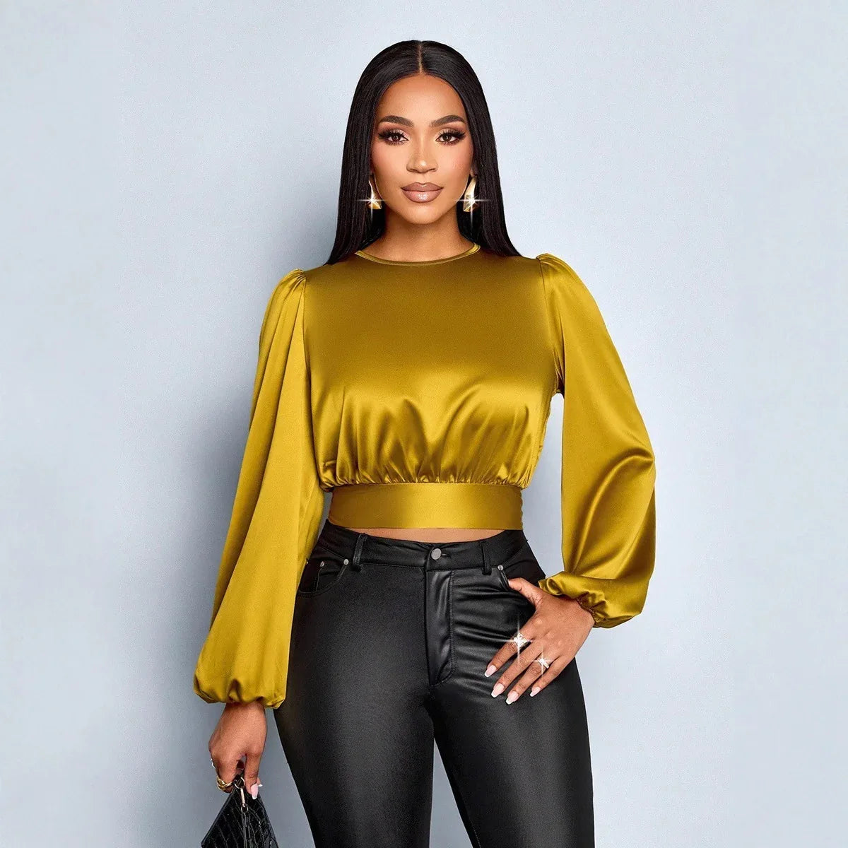 Satin Leopard Top Shirt Temperament Commute - Gizmo Galaxy