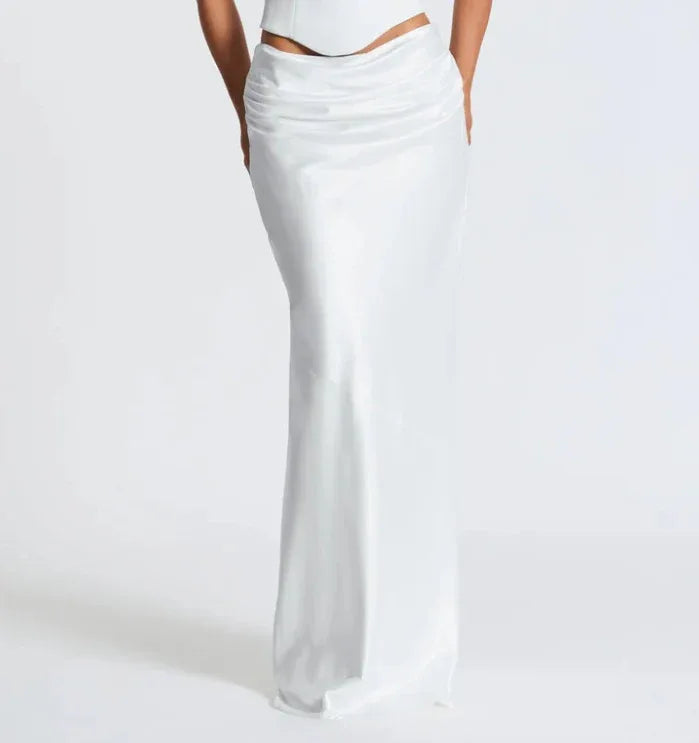 Hot Drill Temperament Spicy Girl Strappy Sexy Bustier Tight Top Long Satin Skirt - Gizmo Galaxy