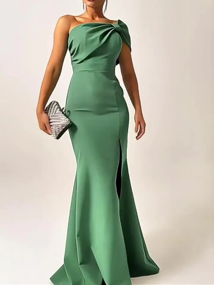 Green Bow Tube Top Evening Dress - Gizmo Galaxy