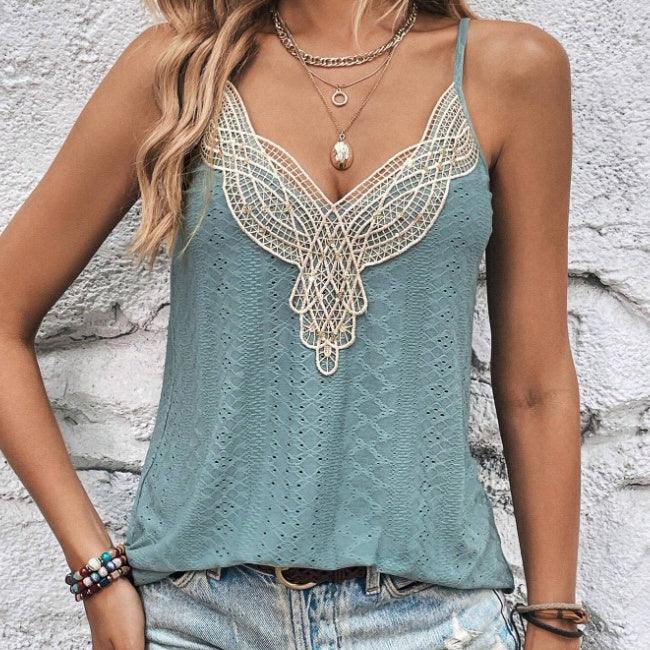 Women Contrast Lace Schiffy Camisole - Gizmo Galaxy