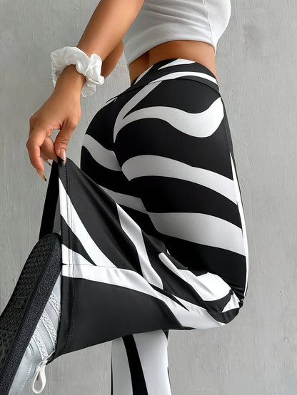 Bell-bottom Pants Fashion Printed High Waist Sheath Casual Pants - Gizmo Galaxy