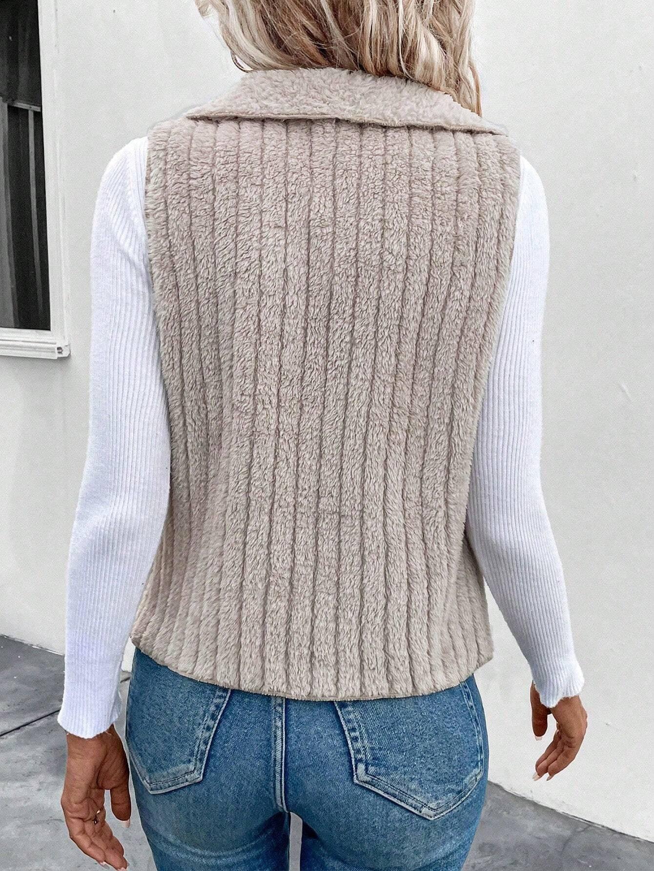 Waterfall Collar Open Front Vest Coat - Gizmo Galaxy