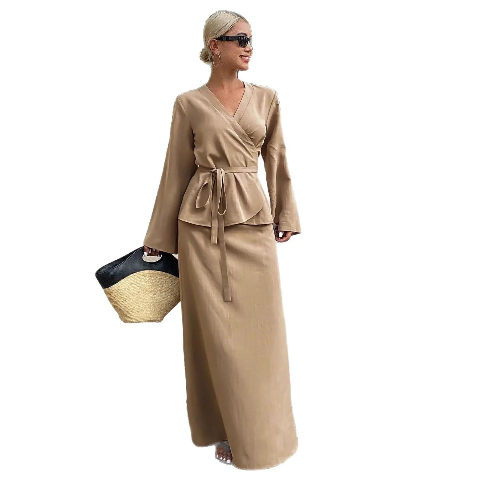 New Women's Casual Asymmetrical Lace-up Skirt Suit - Gizmo Galaxy