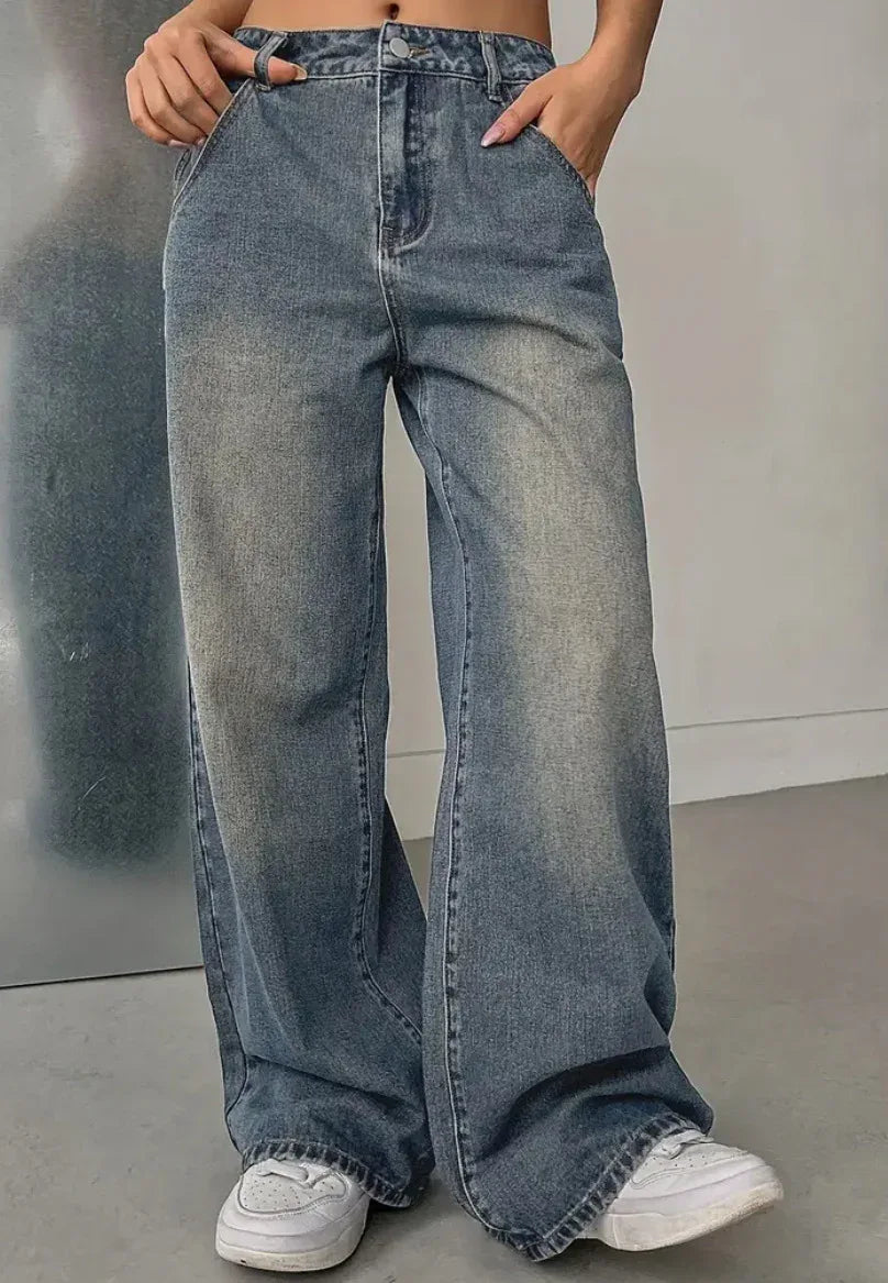 European And American Women's Washed Vintage Denim Pants - Gizmo Galaxy