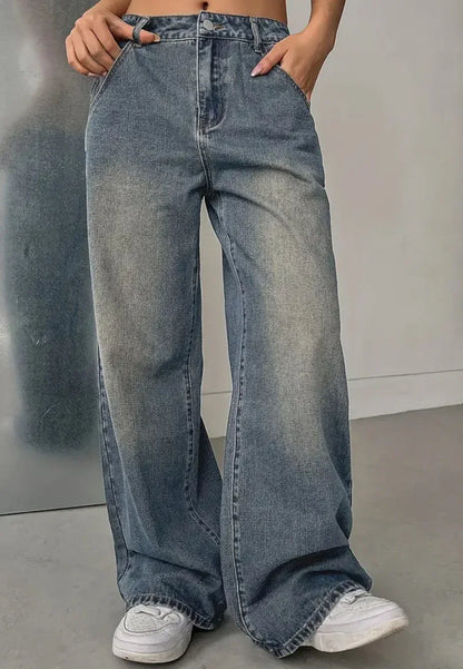 European And American Women's Washed Vintage Denim Pants - Gizmo Galaxy