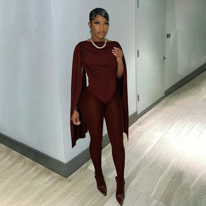 Solid Color Casual Slim-fitting Patchwork Long Sleeve Open Arm Mesh Long Conjoined Trousers - Gizmo Galaxy