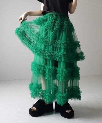 Three-layer Spliced Mesh Japanese-style Women's Skirt - Gizmo Galaxy