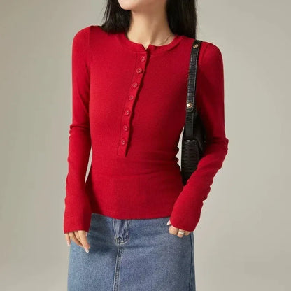 Pure Desire Long Sleeve Slim Design Sense Inner Bottoming Shirt Women - Gizmo Galaxy
