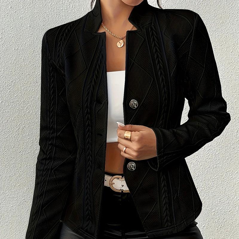 Women's Elegant Textured Open Front Business Casual Work Office Blazer Jacket Suit - Gizmo Galaxy