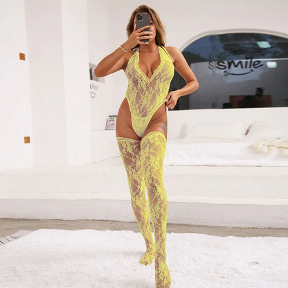 New Style Strappy Halterneck V-neck Bodysuit - Gizmo Galaxy