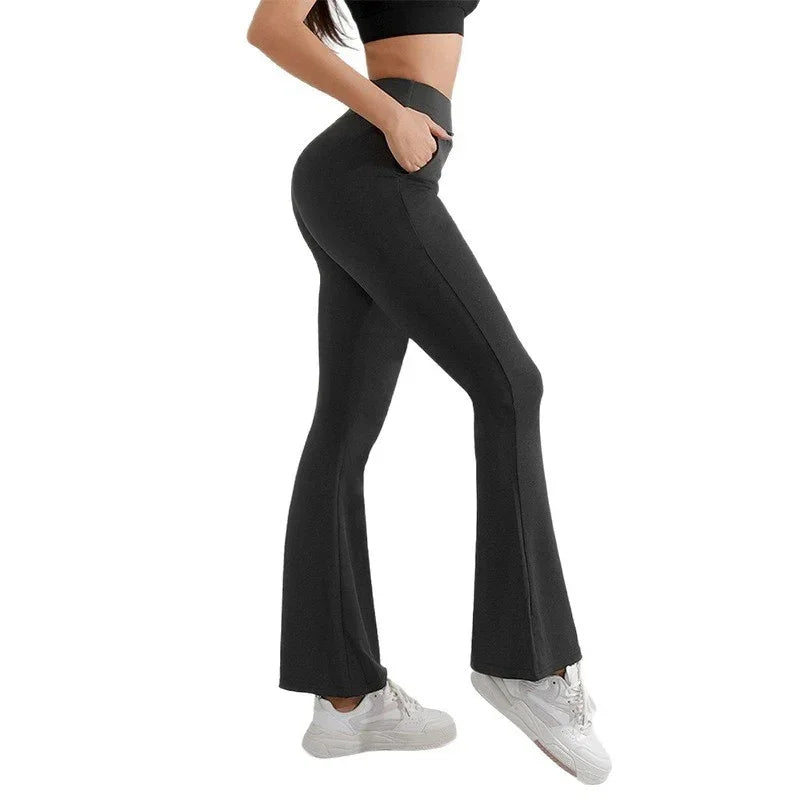 Women's High Waist Hip Lift Stretch Brushed Pocket Shark Pants - Gizmo Galaxy