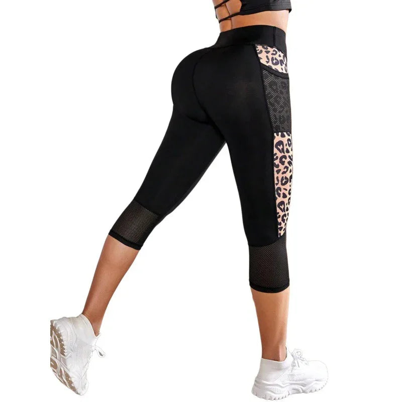 Female Leopard Splicing High Waist Yoga Pants - Gizmo Galaxy