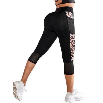 Female Leopard Splicing High Waist Yoga Pants - Gizmo Galaxy