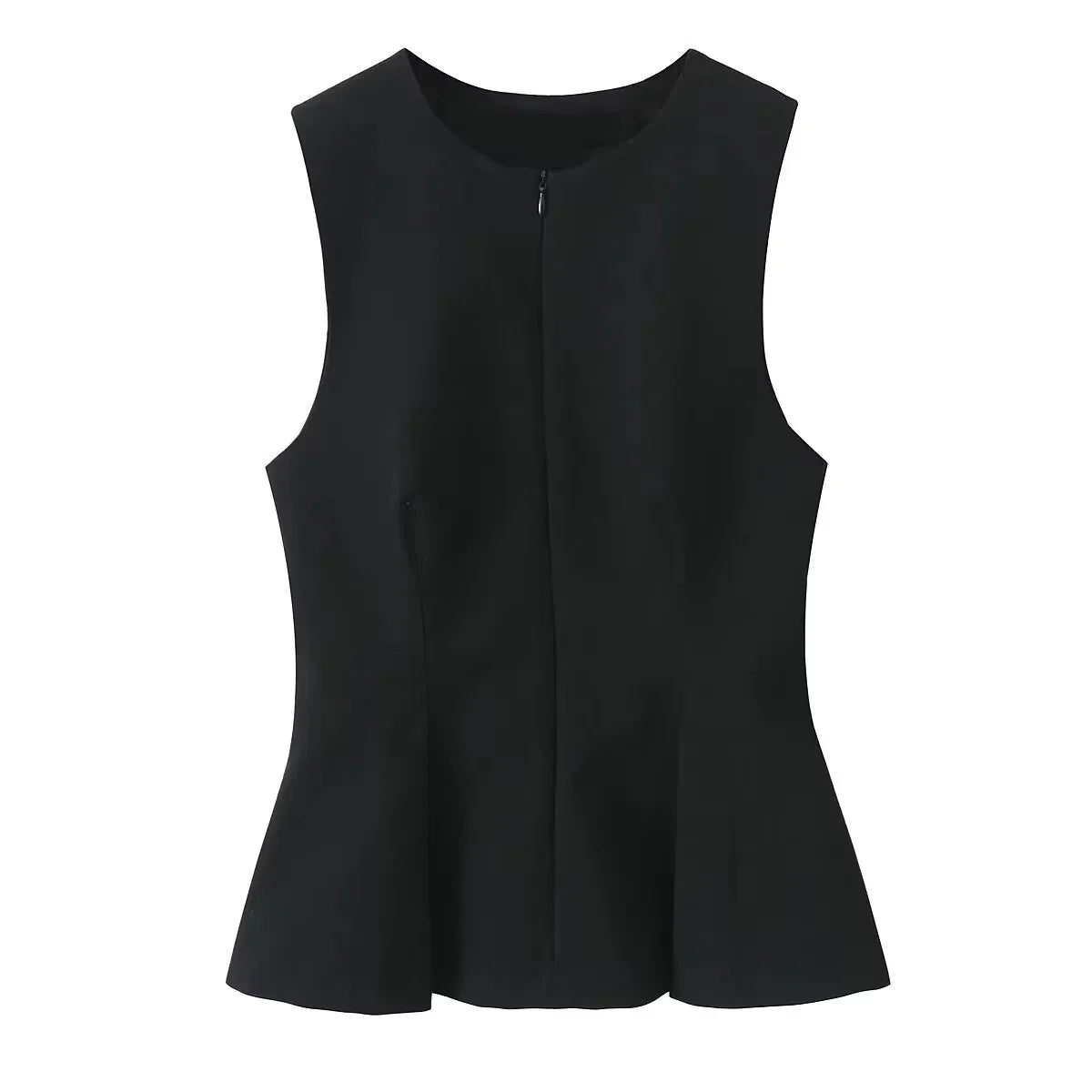Women's Elegant Slim-fit Short Skirt Hem Round Neck Pleated Top - Gizmo Galaxy