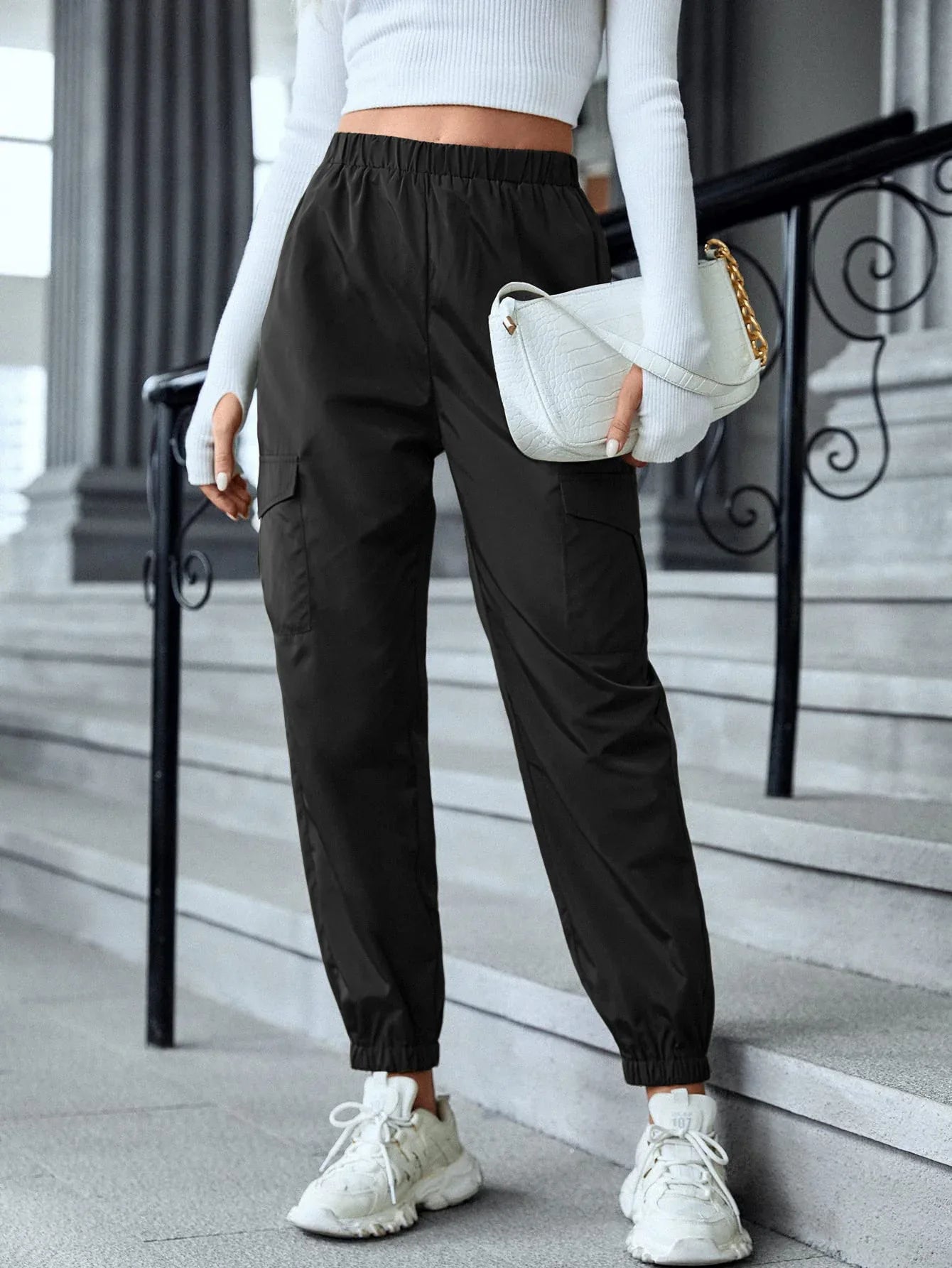 Multi-Color Casual Working Pants Multi-pocket Skinny Pants - Gizmo Galaxy
