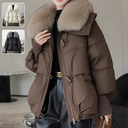 Down Cotton-padded Jacket Women's Short Fur Collar Thickened Coat Winter Clothing - Gizmo Galaxy