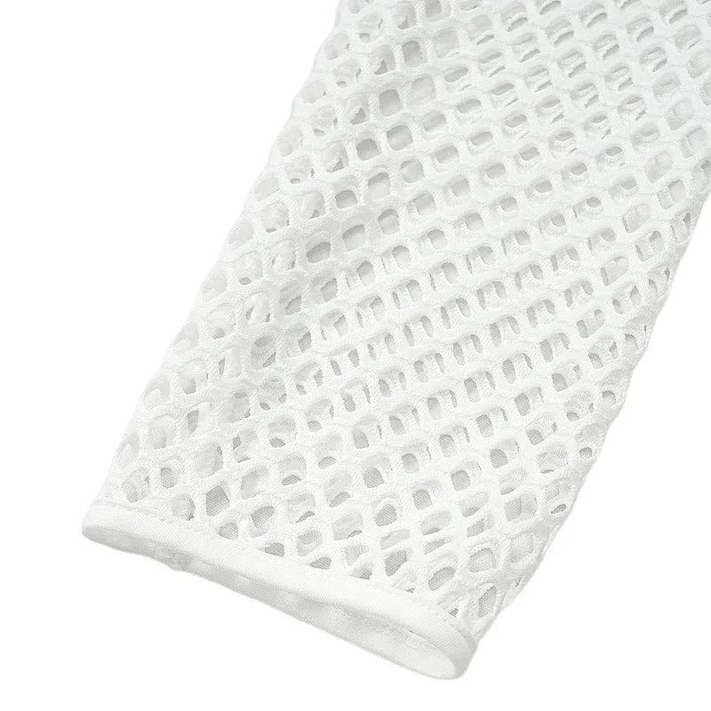 Lace Mesh Long Sleeve Narrow Casual Knitted Maxi Dress Suit - Gizmo Galaxy