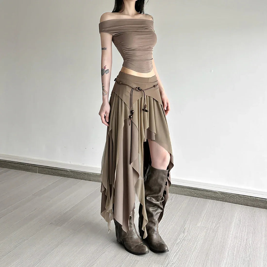 Spicy Girl Style Split Irregular Temperament High Waist Slim Versatile Skirt - Gizmo Galaxy