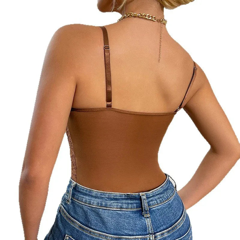 Sexy Lace Stitching Inner Suspender Hollow-out Jumpsuit - Gizmo Galaxy