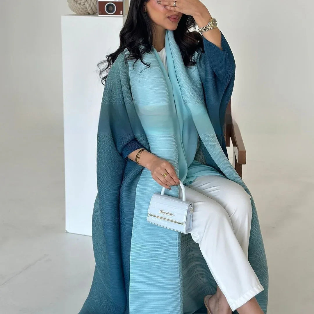 Pleated Trench Djellaba Hot-selling Printed Shawl Cardigan Ethnic Style Cloak Coat - Gizmo Galaxy