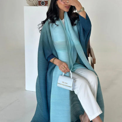 Pleated Trench Djellaba Hot-selling Printed Shawl Cardigan Ethnic Style Cloak Coat - Gizmo Galaxy
