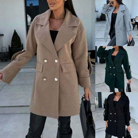 Fashion Commuter H-shaped Suit Collar Woolen Coat - Gizmo Galaxy