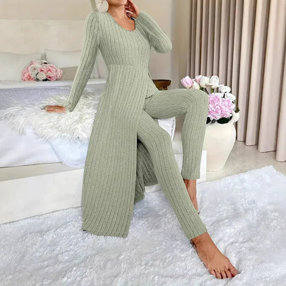 Crew Neck Split Long Sleeve Two-piece Set - Gizmo Galaxy