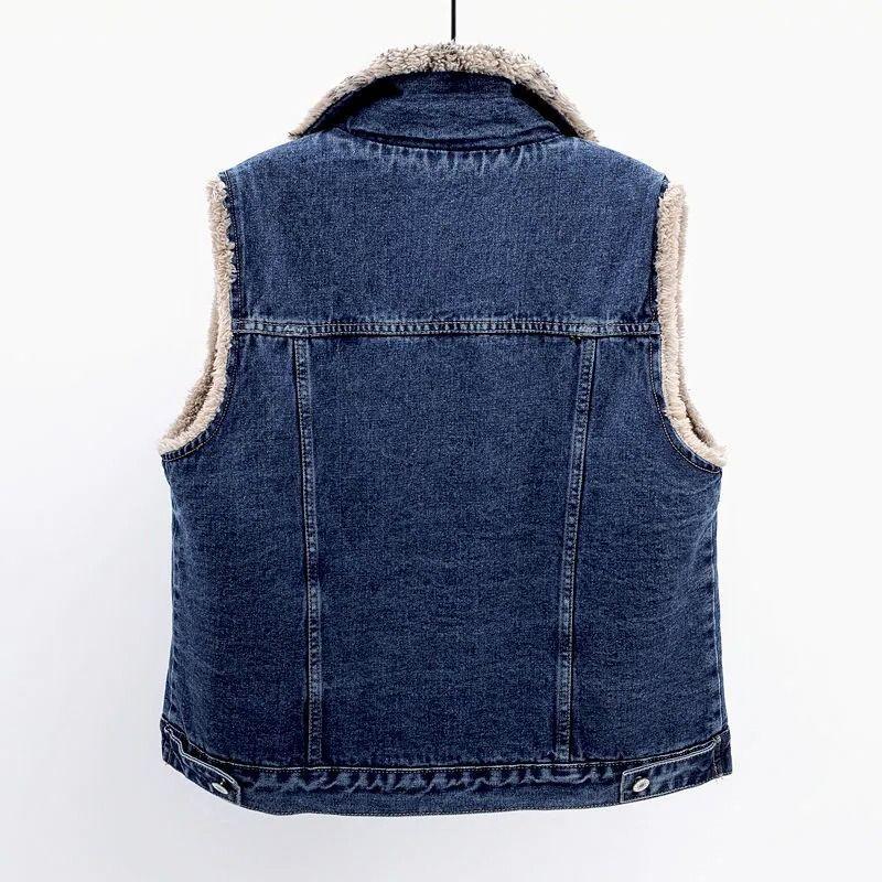 Lamb Wool Denim Cotton-padded Waistcoat Women - Gizmo Galaxy