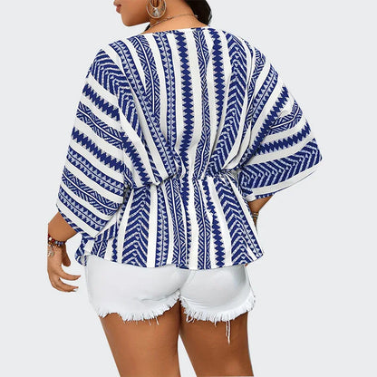 Deep V-neck Short Sleeve Pullover Women - Gizmo Galaxy