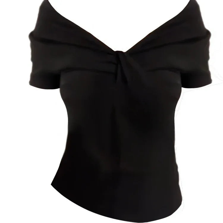 New Slim-fit Slimming Two-way Top Off-shoulder T-shirt Women - Gizmo Galaxy