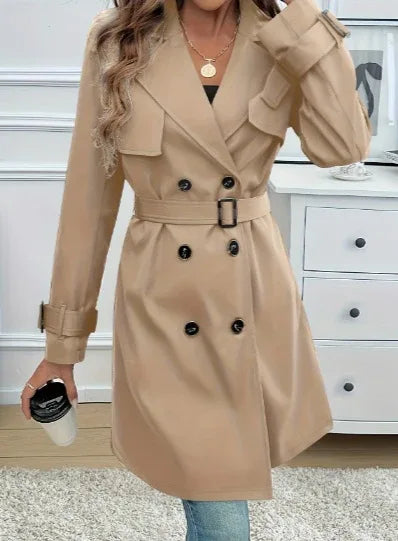 Elegant Belted Trench Coat For Women - Gizmo Galaxy