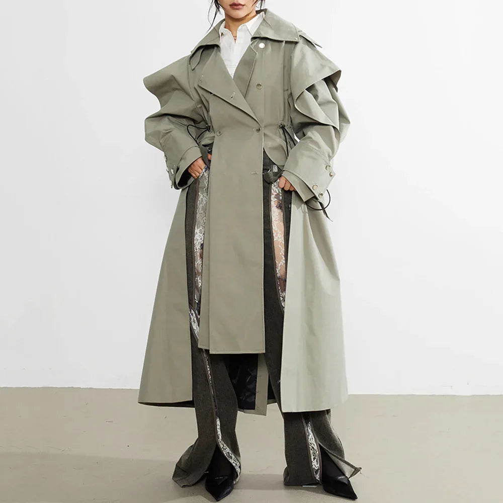 Elastic And Waisted Profile Trench Coat Women's Autumn - Gizmo Galaxy