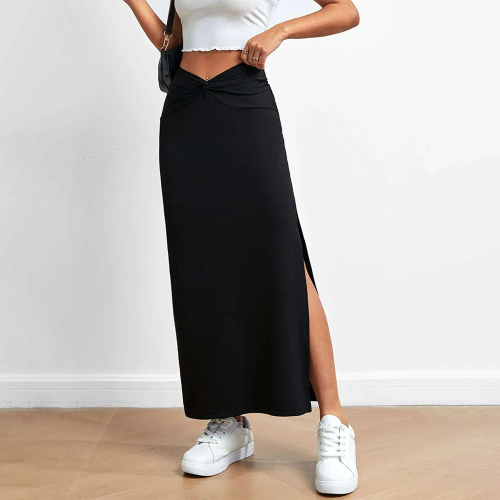 Women's Simple And Fashionable Design Sense Skirt Autumn And Winter High-waisted Draped Split Long Skirt - Gizmo Galaxy