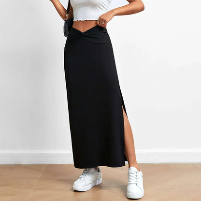 Women's Simple And Fashionable Design Sense Skirt Autumn And Winter High-waisted Draped Split Long Skirt - Gizmo Galaxy