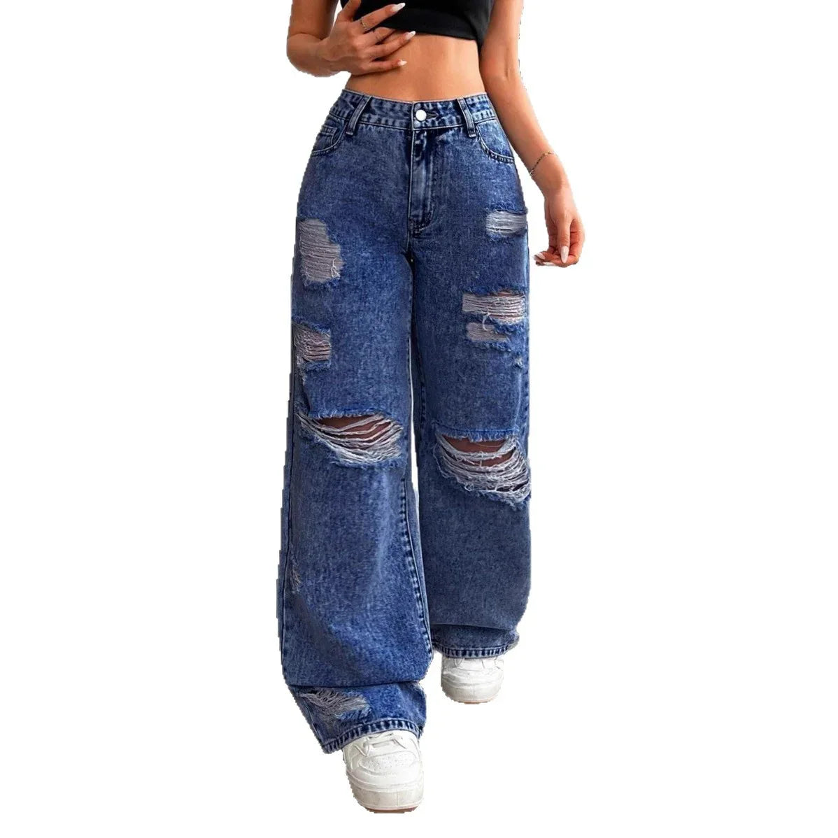 High-waisted Straight Versatile Slim-fit Women's Jeans - Gizmo Galaxy