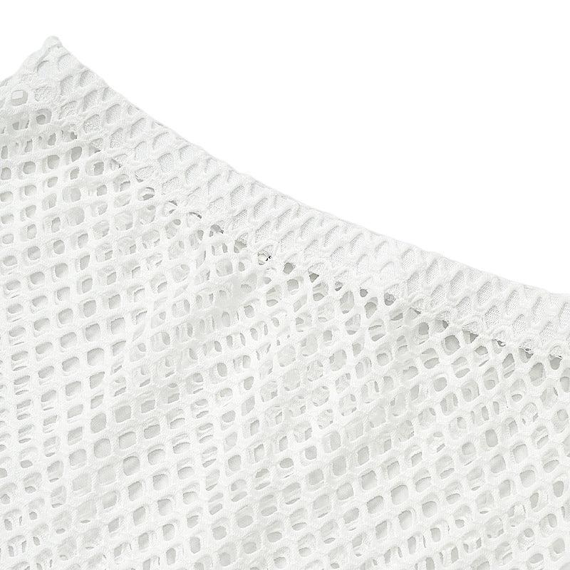 Lace Mesh Long Sleeve Narrow Casual Knitted Maxi Dress Suit - Gizmo Galaxy