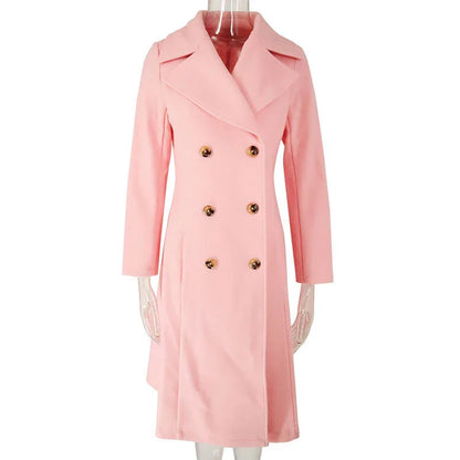 Women's Trench Coat Lapel Pocket Double Breasted Coat - Gizmo Galaxy