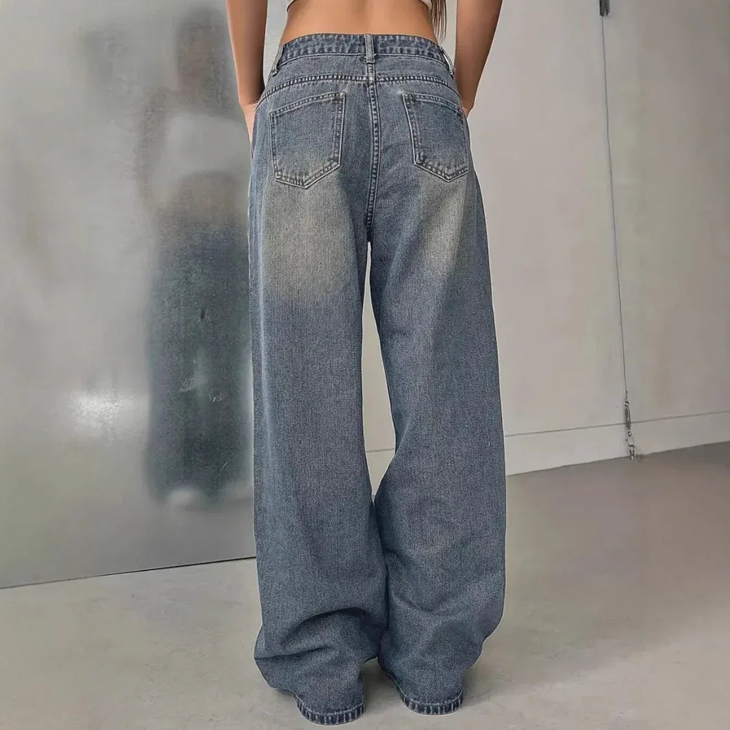European And American Women's Washed Vintage Denim Pants - Gizmo Galaxy