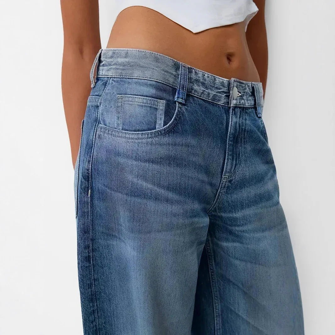 Summer Thin, Loose-fit, Mid-rise, Figure-flattering Wide-leg Denim Jeans For Pear-shaped Figures - Gizmo Galaxy