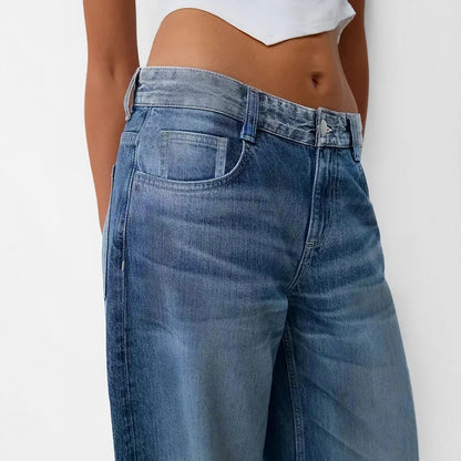 Summer Thin, Loose-fit, Mid-rise, Figure-flattering Wide-leg Denim Jeans For Pear-shaped Figures - Gizmo Galaxy