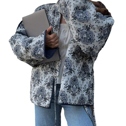 Women's Printed Lace-up Jacket Coat - Gizmo Galaxy